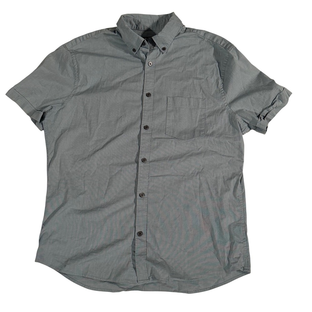 Express Men's Sage Green Casual Academic Preppy Textured Cotton Blend Shirt Sz M